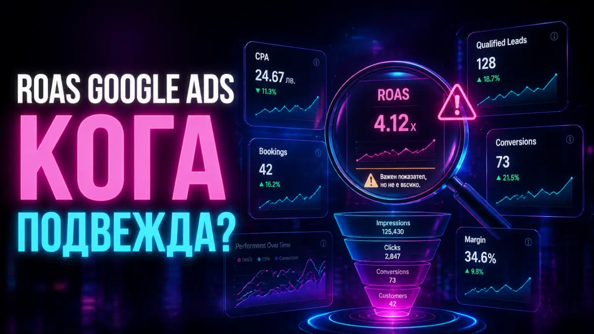 ROAS в Google Ads визуален dashboard анализ от AdwayCreative