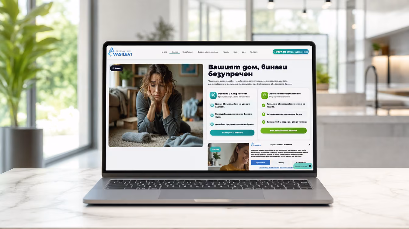 Vasilevi Clean нов conversion-focused сайт за почистваща фирма в София Vasilevi Clean кейс стъди – нов conversion-focused сайт за почистваща фирма в София от AdwayCreative