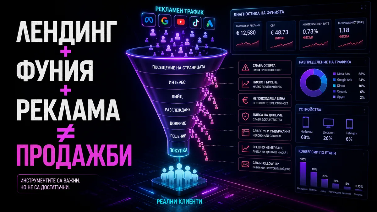 Защо „лендинг страница + фуния + реклама“ не е универсална формула за продажби?