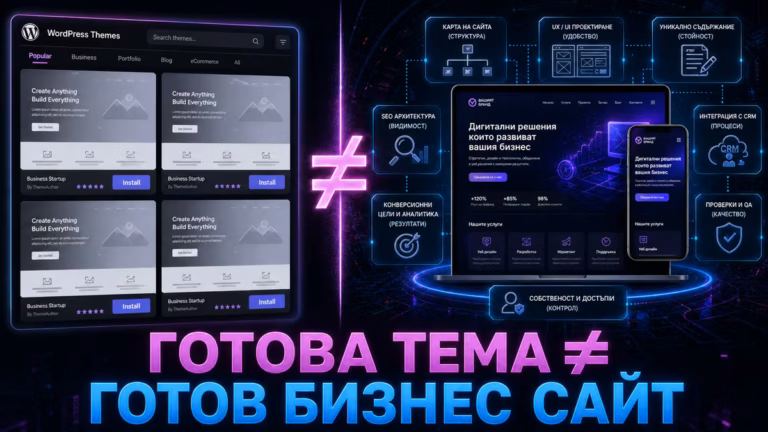 Шаблонен WordPress сайт и професионален уебсайт с UX, SEO, tracking и QA
